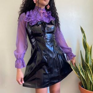Vintage 90's Lip Service Vinyl Pinafore Dress